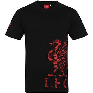 Liverpool FC - T-shirt met opdruk voor mannen - Officieel - Cadeau - Zwarte mouw logo - Large