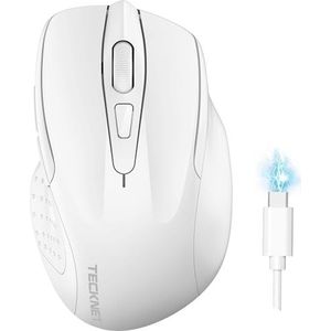 TECKNET Bluetooth-muis, draadloos, oplaadbaar, stil, 3 modi (BT5.0/3.0 + 2,4 G) 4800 dpi, ergonomische muis voor computers, laptops, Mac, PC, Windows