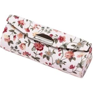 Lippenstifthouder Lippenstifthouder met geborduurde bloemen, sieradenhouder met spiegel, sieradenopbergdoos, lippenstifthouder(White)