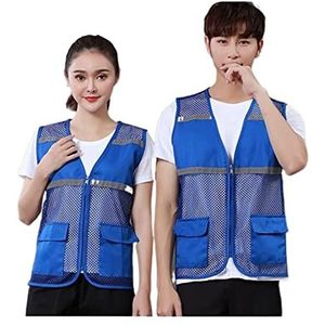 Kamizelki bezpieczeństwa, Mesh Rits Outdoor Werkvest for Heren Dames Met Zakken Multicolor Meerdere Maten(Blu,Large)