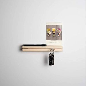 WOODS Houten sleutelrek met XXL plank, handgemaakt in Beieren, keuze uit meerdere houtsoorten en uitvoeringen, sleutelhouder, sleutelrek, sleutelbord, ahorn, 25 cm