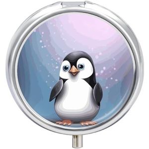 I Love Penguins pillendoosje waterdichte draagbare medicijnpillendoosje vochtbestendig metalen pillendoosje met 3 compartimenten medicijnkoffer