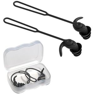 Siliconen anti-geluid oordopjes geluidsisolatie 3-laags zwemmen oordopjes wasbare zachte duiken oordopjes met touw voor volwassenen kinderen (zwart)