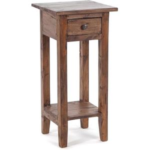 Vintage TELEFOONTAFEL Lade 65 |Mahonie gerecycled hout, 65x31x31 cm (HxBxD) | Zijtafel in armoedig design | Kleur: 02 lichtbruin