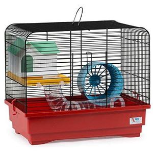 decorwelt hamsterstokken rood buitenmaten 40x25x34,5 knaagkooi hamster plastic kleine dieren kooi met accessoires