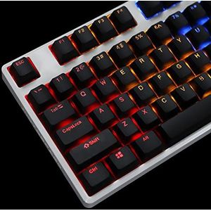 Zwart wit kersenprofiel PBT Double Shot 104 108 ANSI ISO Top Print Shine Through Translucent Backlit keycap geschikt voor MX-mechanisch toetsenbord (alleen keycap) (zwart)