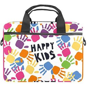 Kleurrijke Kids Handen Kinderen Dag Laptop Schouder Messenger Bag Crossbody Aktetas Messenger Mouw Voor 13 13.3 14.5 Inch Laptop Tablet Beschermen Tote Bag Case, Meerkleurig, 11x14.5x1.2in /28x36.8x3 cm