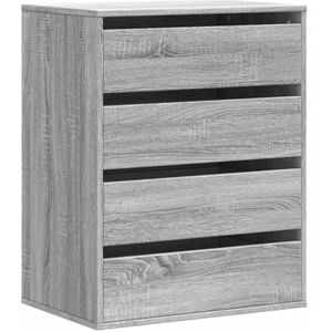 vidaXL Ladekast 60x41x76 cm bewerkt hout grijs sonoma eikenkleurig, opbergkast, dressoirkast, gangkast, archiefkast, kast met lades