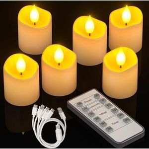 EuroFone Velas LED de plástico recargables parpadeantes con base de