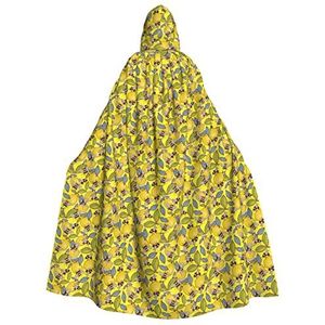 WURTON Uniseks mantel met capuchon voor mannen en vrouwen, carnaval thema feest decor gele citroen en bijen print capuchon mantel
