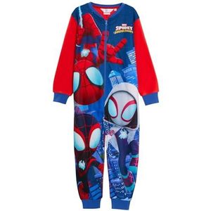 Marvel Spidey and His Amazing Friends Onesie Fleece Alles-in-één kinderpyjama met ritssluiting loungewear, Rood, 5-6 jaar