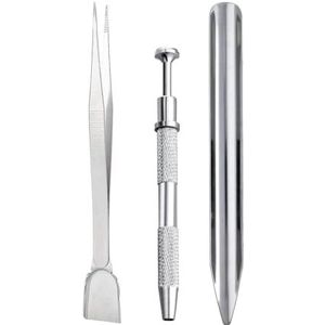 3Pcs Metalen Sieraden Gereedschap Set Rvs Pincet Voor Edelstenen Handling Professionele Houder Levert