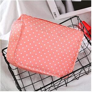 YAOYA Cosmetische tas nylon reisset make-up tas hoge capaciteit cosmetische tassen voor vrouwen badkamer toilettas make-up organizer zakje opknoping (kleur: roze stippen)