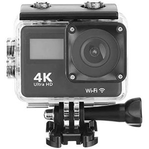 Actiecamera's Actie Camera 4K, WiFi Remote Control Sport Camera Dual Screen, onderwater 30M waterdicht Helm Video Actie-opname Camera Waterdichte en duurzame behuizing (Color : Nero, Size : M)