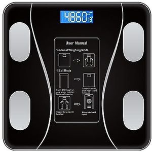 Bluetooth Smart Lichaamsvetweegschaal Digitale Lichaamsweegschaal Met LCD-scherm Elektronisch Wegen BMI-samenstellingsanalysatorhulpmiddelen Gemakkelijk Te Gebruiken(Black Bluetooth)