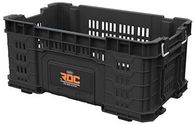 Keter ROC Pro Gear Heay Duty Tool Opbergkrat, 25 jaar garantie, modulair, stapelbaar, lichtgewicht, duurzaam, zwart