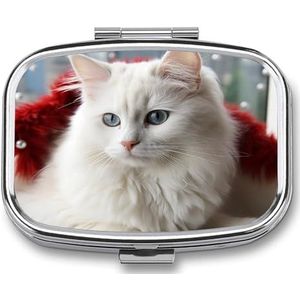 Leuke Witte Kat Pil Doos Pil Case Leuke Pil Organizer Pil Houder Geneeskunde Pil Organizer Pil Container Dagelijkse Pil Organizer Kleine Pillendoos Pil Case voor Portemonnee Pocket