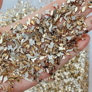 100 stuks mini sprankelende ruit zirkoon nagelbedels doorschijnende flatback spirit slang ontwerp splicing materialen nail art strass-champagne