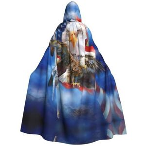 WURTON Usa Vlag Print Hooded Mantel Unisex Volwassen Mantel Halloween Kerst Hooded Cape Voor Vrouwen Mannen