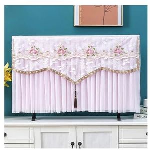 WLTYSM TV Cover TV Hood Stofdichte cover Handdoek Huishoudelijke Opknoping TV Universele Cover Stofkap Voor Afneembare TV Cover TV Display Protectors (Roze, 62-65 inch)