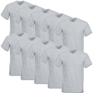 Fruit of the Loom T-shirt, met V-hals, in verschillende kleuren, maten M, L, XL, XXL, 10 stuks, grijs, L