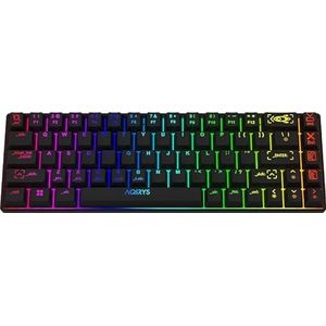 AQIRYS Mira mechanisch toetsenbord 65% draadloos 2,4 GHz/Bluetooth & USB-C compatibel PC / Mac & console, N-Key Rollover Full Anti-Ghosting, US Layout 68 toetsen, dynamische achtergrondverlichting full RGB