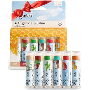 Sky Organics Biologische lippenbalsem, USDA-gecertificeerde biologische lippenbalsem, 6 verschillende smaken, hydraterende lippenverzorging voor droge lippen, kalmeert en verzorgt