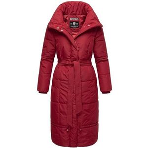 Navahoo Mirenaa Winterjas voor dames, warme gewatteerde jas, extra lang met riem, S-XXL, dark red, S