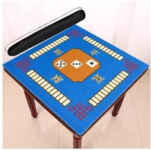 Mahjongg Mat Polyester Mahjong Tafelmat Met Draagtas, Antislip En Ruisonderdrukking Poker Domino's Spelmat Tafelkleed Met Rubberen Achterkant (Color : Blue, Size : 39.4x39.4inch)