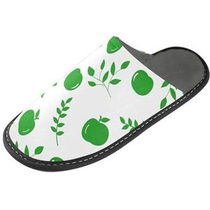 LI ZHI XIN Volwassen Pluche Slippers Dames Flanel Warme Huis Schoenen Met Antislip Mens Indoor Slippers Met PVC Zool Size 4-11 Fruit Blad Patroon, Meerkleurig, 4/5 UK