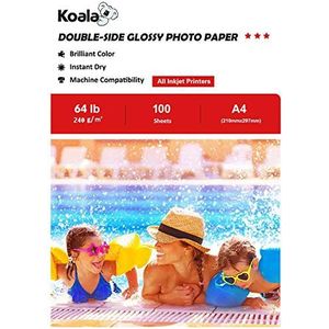 KOALA Dubbelzijdig Glanzend Inkjet Fotopapier A4, 240 g/m², 100 vellen, voor alle inkjetprinters