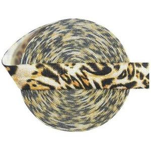 2 5 10 Yard 5/8"" 15mm Lace Crown Leopard Animal Print Fold Over Elastics FOE Spandex Band Tape Hair Tie Naaien Trim-Bruin Luipaard-2 Yards
