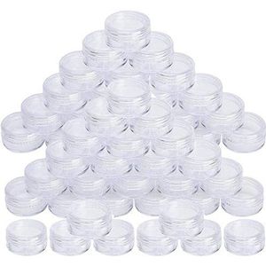 ProLeo Cosmeticablikjes, 100 stuks, reismonsterhouders, 5 g, nailartpotjes, met schroefdop voor cosmetica, lippenbalsem, crème, zalf, poeder, sieraden (wit), wit, Small