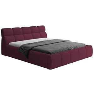 DomiMeble DomoHome Giulia Gestoffeerd bed, comfortbed, slaapbed met bekleding met geïntegreerde bedlade, verstelbaar hoofdeinde en ledverlichting, 180 x 200 x 96 cm, kastanjerood