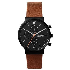 Ancher Chronograph Chronograaf middenbruin Eco-leren Horloge