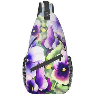 EdWal Leuke Alpaca Roze Hart Print Borst Tas Dagrugzak Cross Body Tas, Sling Rugzak Crossbody Tas, Voor Buiten Wandelen Reizen, Pansy Perfectie, Eén maat