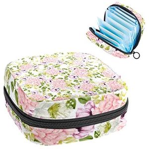 Kleine make-uptas,draagbare make-uptas,roze plant bloem bladeren bloeien,Travel Makeup Case Organizer for Women with Zipper