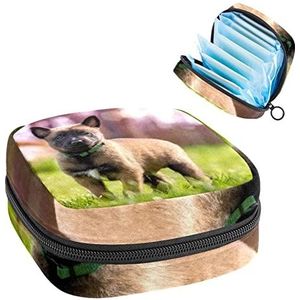 Leuke hond patroon periode zakje draagbaar,Tampon opbergtas voor maandverband, Meerkleurig, 4.7x6.6x6.6 in/12x17x17 cm