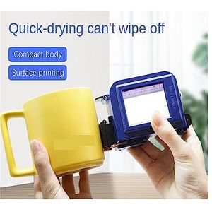 Handheld inkjetprinter, Handheld Printer Draagbare Kleine Codeermachine Hogere precisie Logo Sneldrogende inkjetprinter kan verbinding maken met mobiele telefoon(Cp12 blue ink)