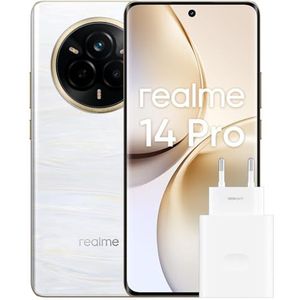 realme 14 Pro 5G Smartphone, 8 + 256 GB, mobiele telefoon, kleurveranderend design, IP69, 50 MP Sony IMX882 OIS camera, display 120 Hz, batterij met 5260 mAh, wit (met adapter)