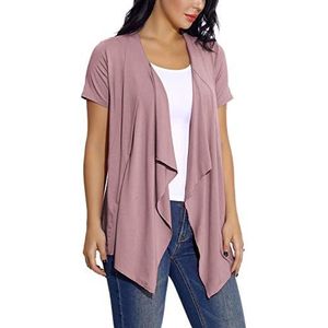 Dames Elegante Solide Onregelmatige Cardigan Outfits Korte Mouwen Open Voorkant Gebreide Vesten(XL, Lavendel)