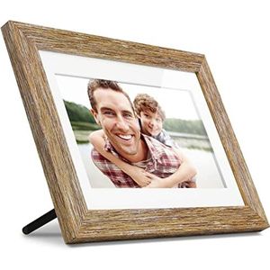 Aluratek (ADPFD10F) Digitale fotolijst met automatische diashow, Distressed Wood Rand, 1024 x 600, hoogteverhouding 16: 9, geschikt voor wandmontage