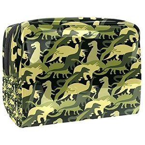 Make-up tas PVC toilettas met ritssluiting waterdichte cosmetische tas met camouflage dinosaurussen patroon voor vrouwen en meisjes
