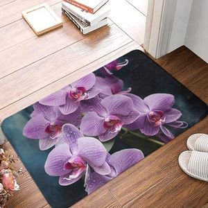 Mooie paarse orchideeën print deurmat 24 x 16 inch antislip indoor outdoor mat welkom mat wasbaar deurmat voor entree deurmatten absorberende flanellen badmatten