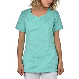 B-well INES Kasack Dames Verzorging Dames Kazak Slip Kraag Korte Mouw V-hals Werkkleding Kazakken Vrouwen Care, groen, XL