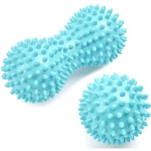 URAQT Spiky Massage Ball Set, 2-pack Lichaams- en voetmassageroller, harde pindamassagebal voor plantaire fasciitis, triggerpointtherapie, deep tissue, myofasciale release, lichtblauw