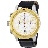 Nixon Herenhorloge XL 48-20 Chrono Silver Gold Black Chronograaf Quartz Leer A3631884-00, Goudkleurig, Riemen.