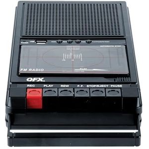 QFX RETRO-39 Shoebox taperecorder met USB-speler, cassettespeler | Ingebouwde microfoon en luidspreker | Opnemen via AUX of ingebouwde microfoon