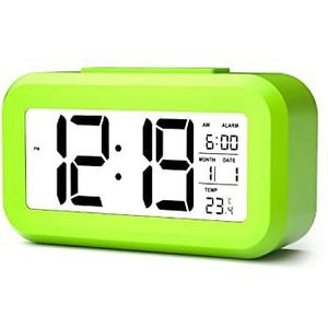 YONO Digitale Wekker - Alarm Klok met Temperatuur, Kalender en LED Verlichting - Groen