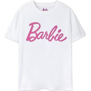 Barbie Dames Klassiek Logo T-shirt - Korte Mouw, Wit | Iconisch Merk | Modieuze Top | Comfortabele Pasvorm, Stijlvolle Retro Tee | Movie Merchandise Gift - Groot